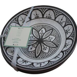 Sandstone Studios Melamine Bowls Soup Cereal Set of 4 Brown Flower Mosaic NWT